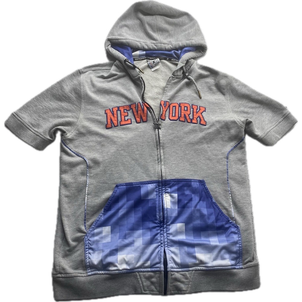 VTG Zipway NBA New York Knicks Short Sleeve Hoodie Men's L Signature Basics Gray